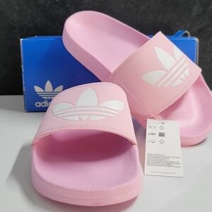 Adidas Light Pink Slides with White Logo